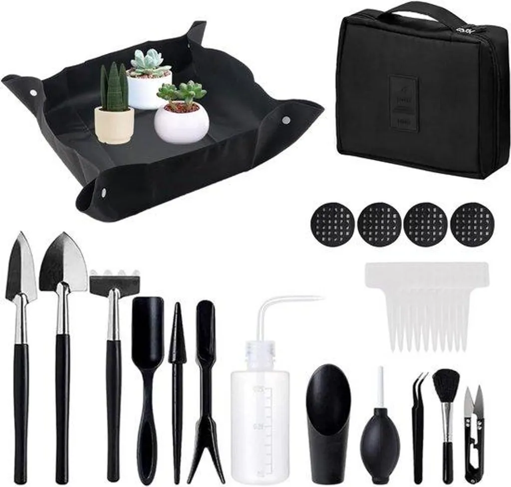 Kit jardinage anti-salissure : 28 pièces avec tapis et mallette rigide