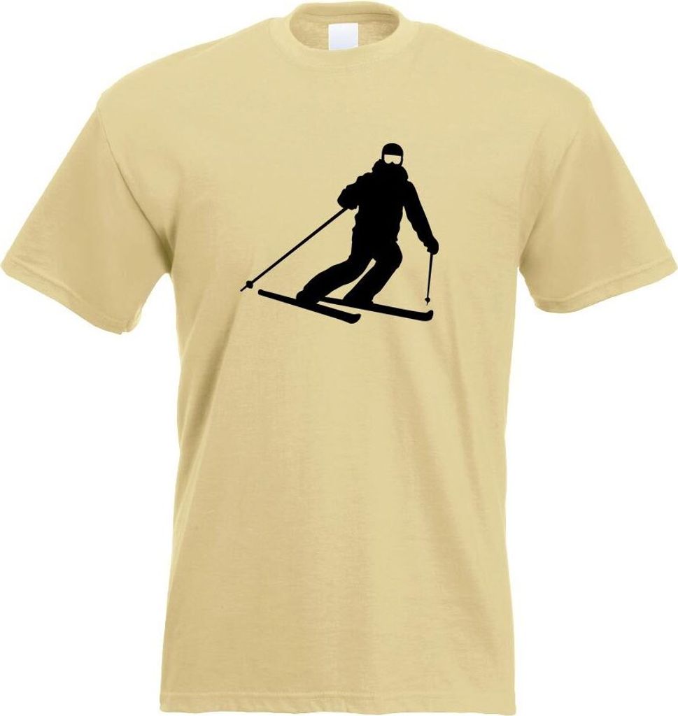 Kiwistar - T-Shirt - Khaki - Skifahrer Skiläufer Langlauf Herren Funshirt Bedruckt Design Sprüche Spruch Motive - mit Motiv Bedruckt - Funshirt D...