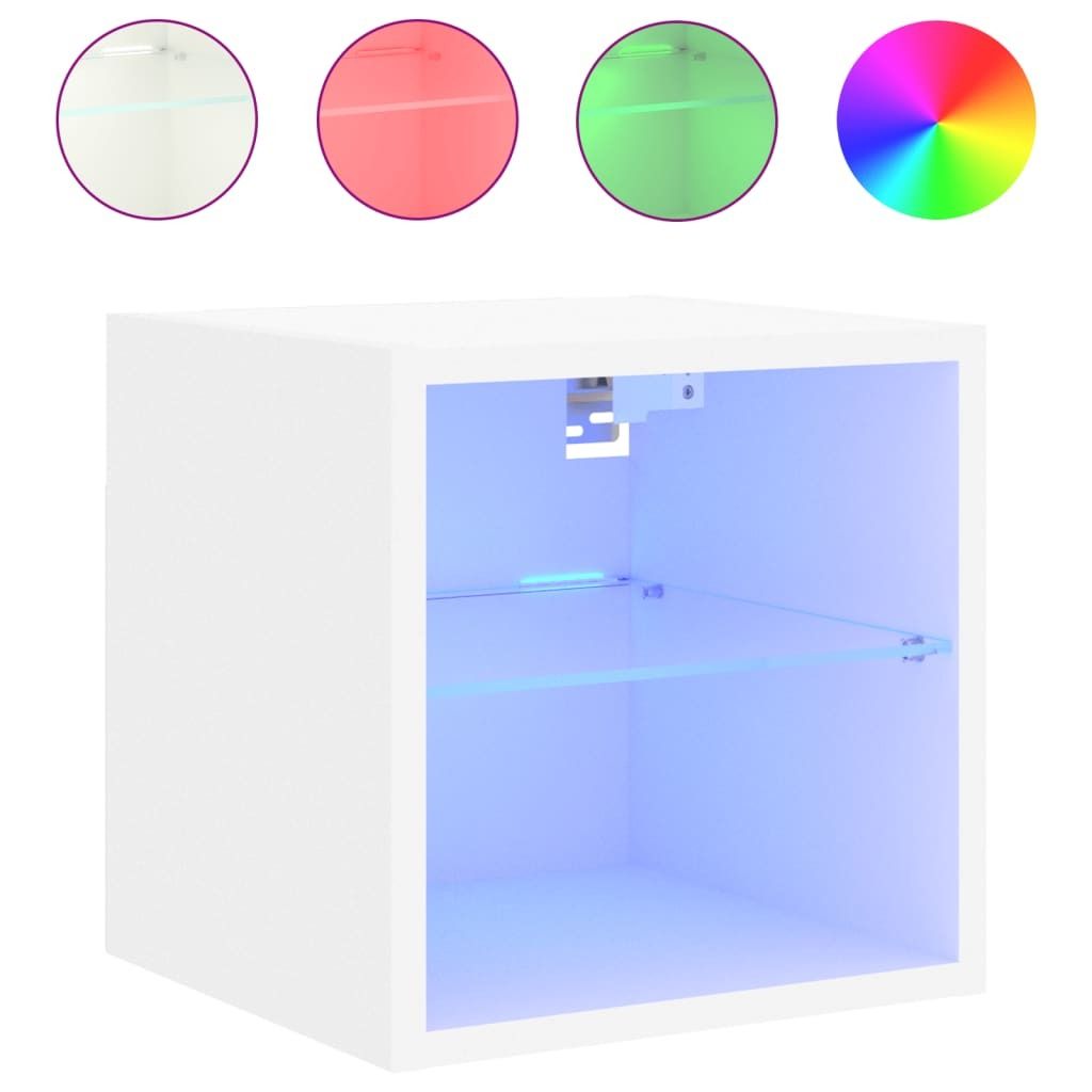 vidaXL Armoire TV murale avec lampes LED blanc 30x28,5x30 Image du produit 