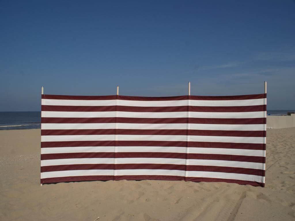 Strandwindschutz 4 m, bordeauxrot/weiß, Polyacryl-Windschutz – 4 m Camping-Windschutz