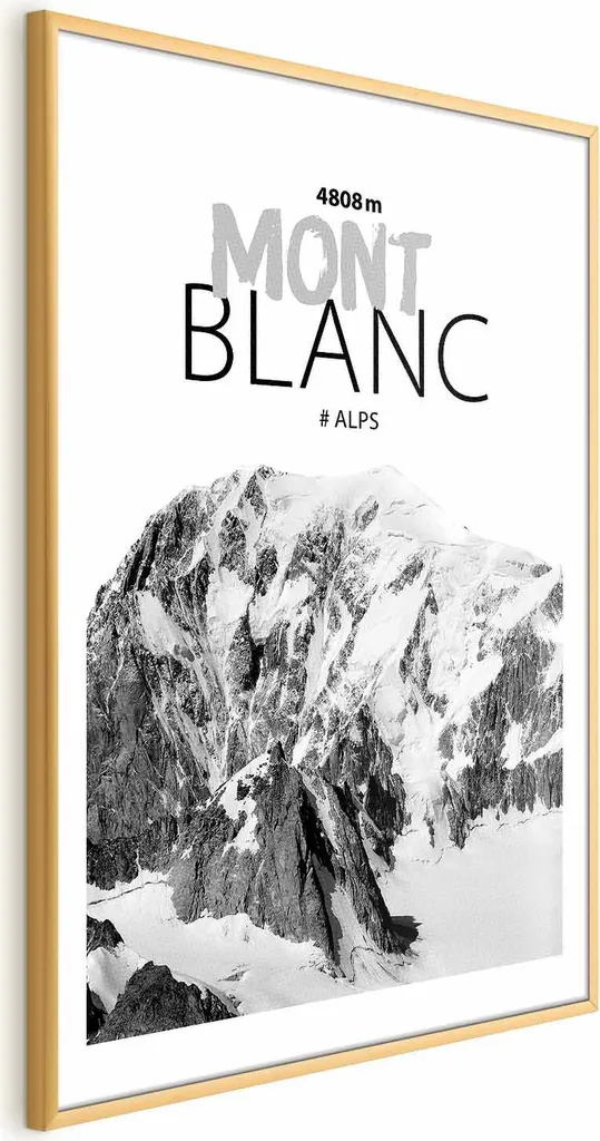 Poster Monte Bianco 40x60 cm con Cornice Dorata Elegante per Arredo Casa