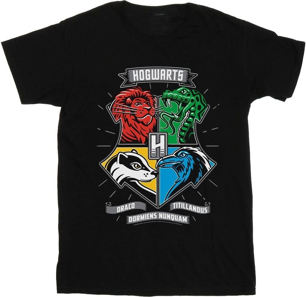 Harry Potter - "Hogwarts Toon Crest" T-Shirt für Damen BI27510 (XL) (Schwarz)