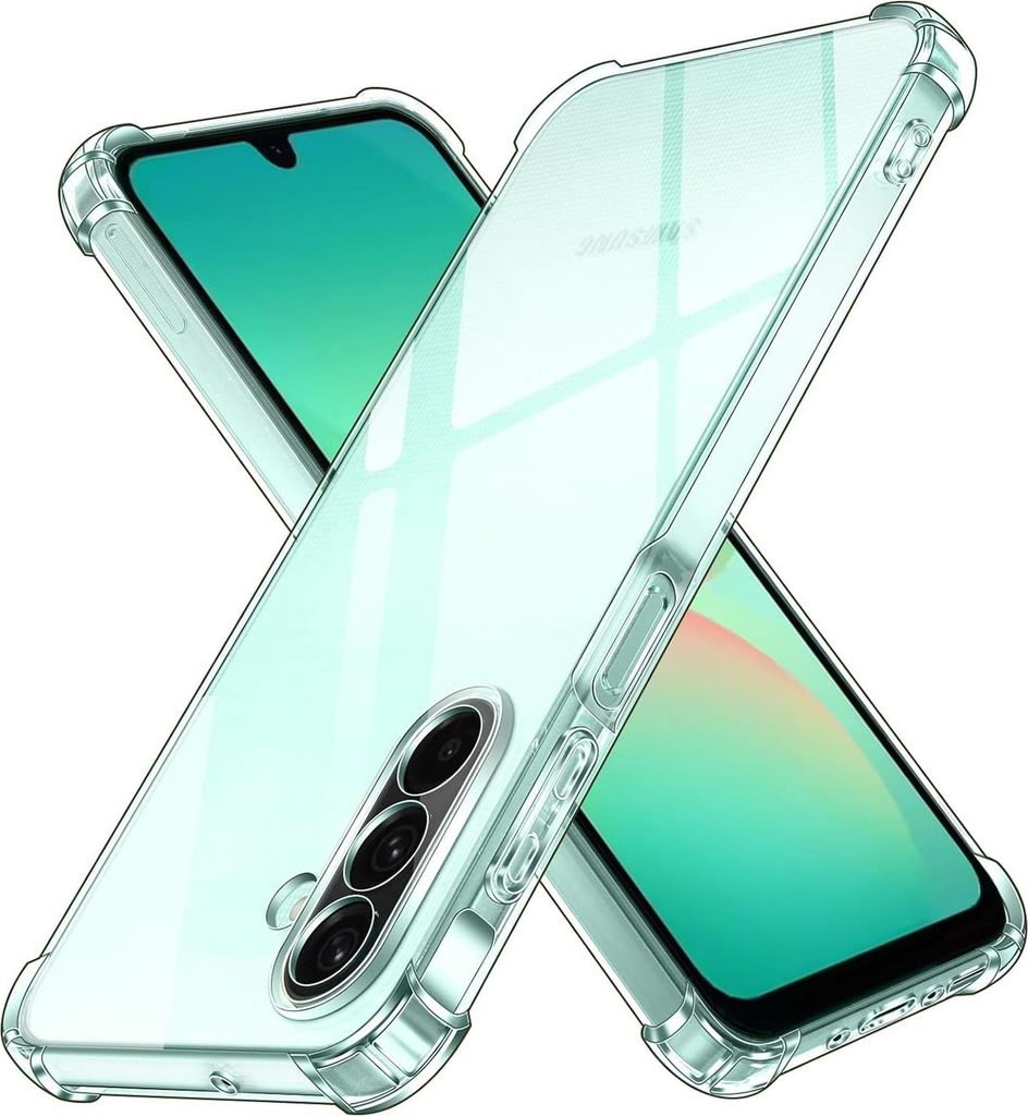 A clear protective phone case is shown diagonally against a white background.