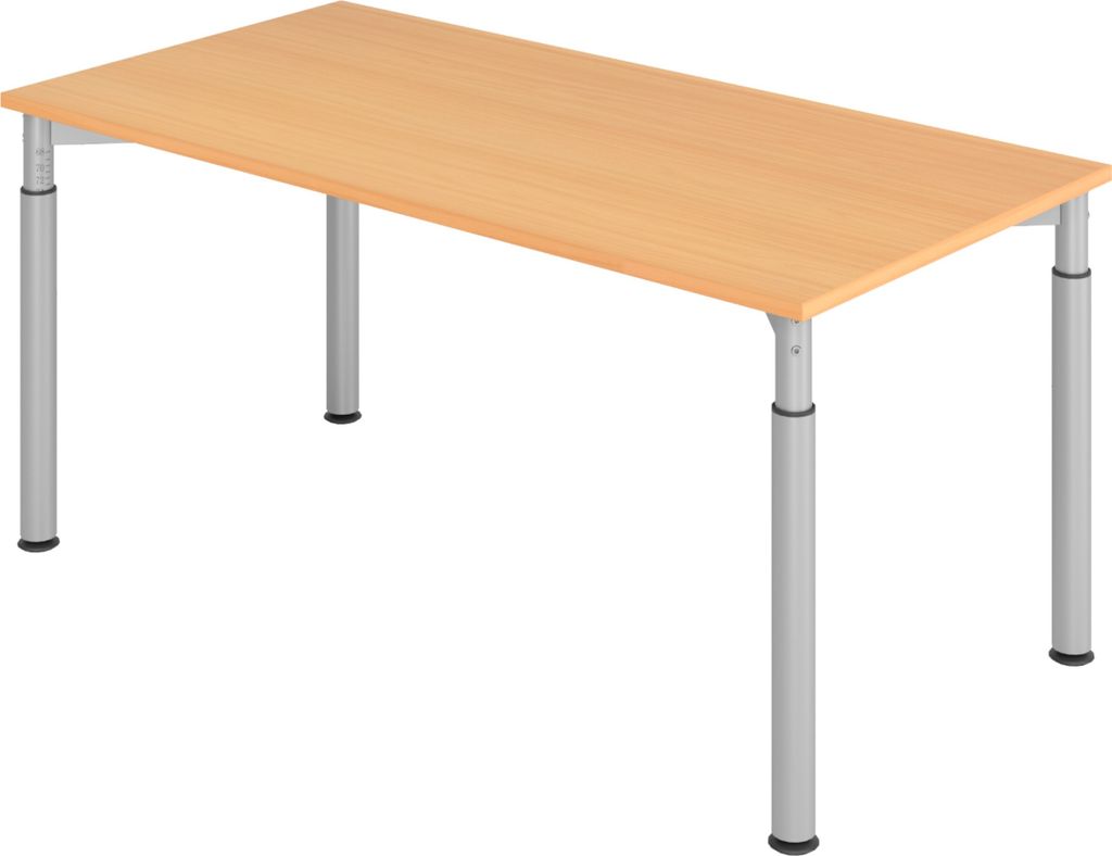 bümö Schreibtisch Serie-Y - Gestell: Silber, Nachbildung: Buche, Größe: 160 x 80 cm