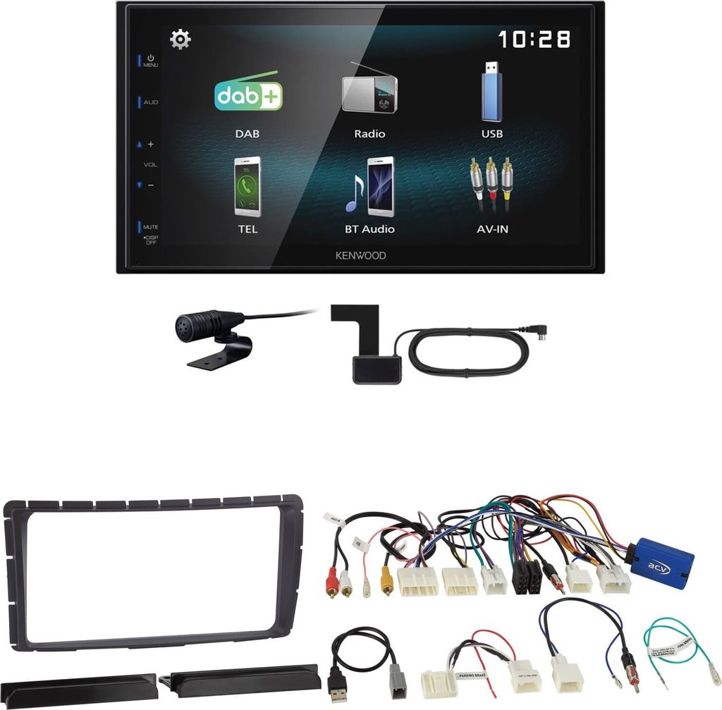 Kenwood DMX-125DAB USB Bluetooth MP3 DAB+ Einbauset für Toyota Hilux ab 2011