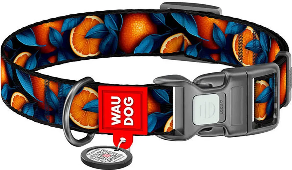 Collier Chien Perdu Solution : Waudog Nylon Orange avec QR Code M - 2
