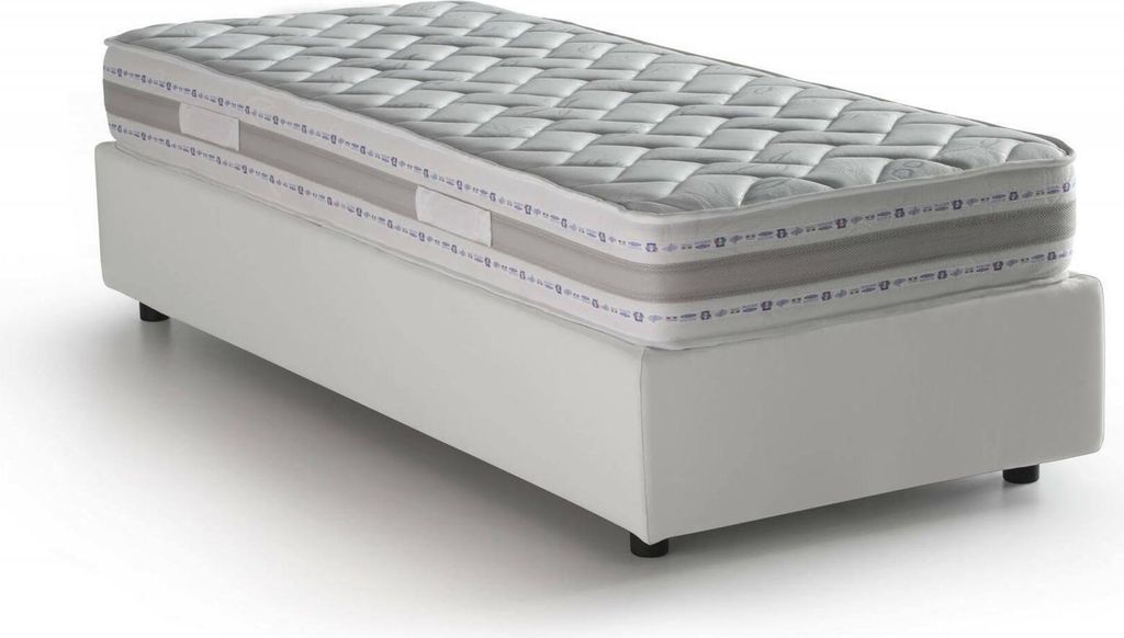 Einzelbett Anita, Containerbett mit Kunstlederbezug, 100% Italy, Seitliche–ffnung, inklusive Matratze Cm 80x190, Weiß