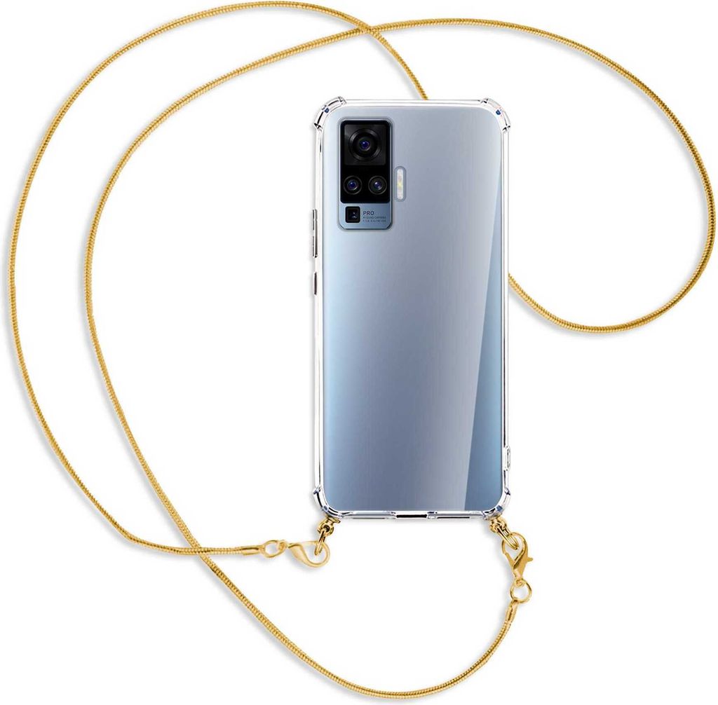 Handykette Backcover-Schutzhülle mit Band (Metall goldfarben) für vivo X50 Pro, X51 5G - goldfarbene Kette Snake