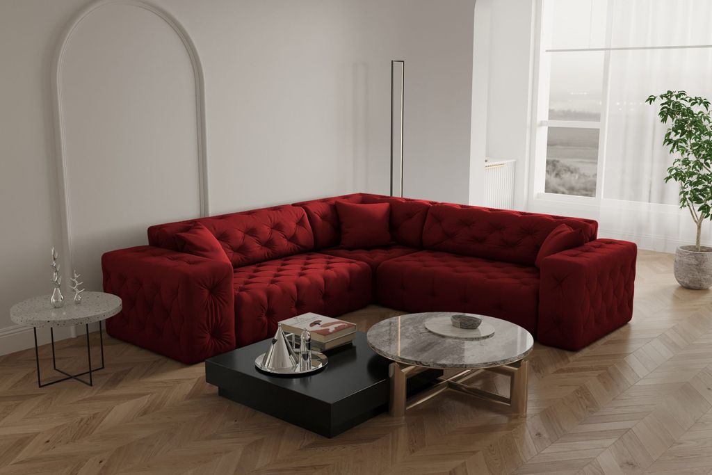 Kaiser Möbel Ecksofa Corner Eckcouch CLOUD stilvol viele farben Rubin
