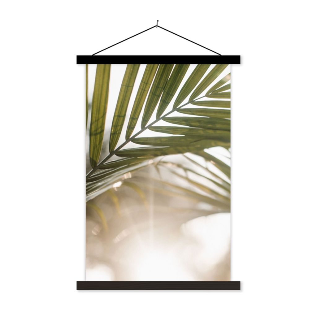MuchoWow Textilposter Palme - Palmenblatt - Sonne - Sommer 40x60 cm mit schwarzem Rahmen - Wanddekorationen