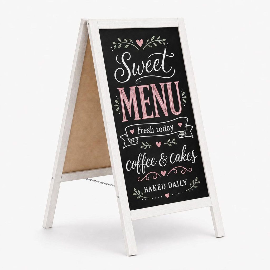 MG Design Kreidetafel Kundenstopper Weiß lackiert 50x90 cm Produktbild 