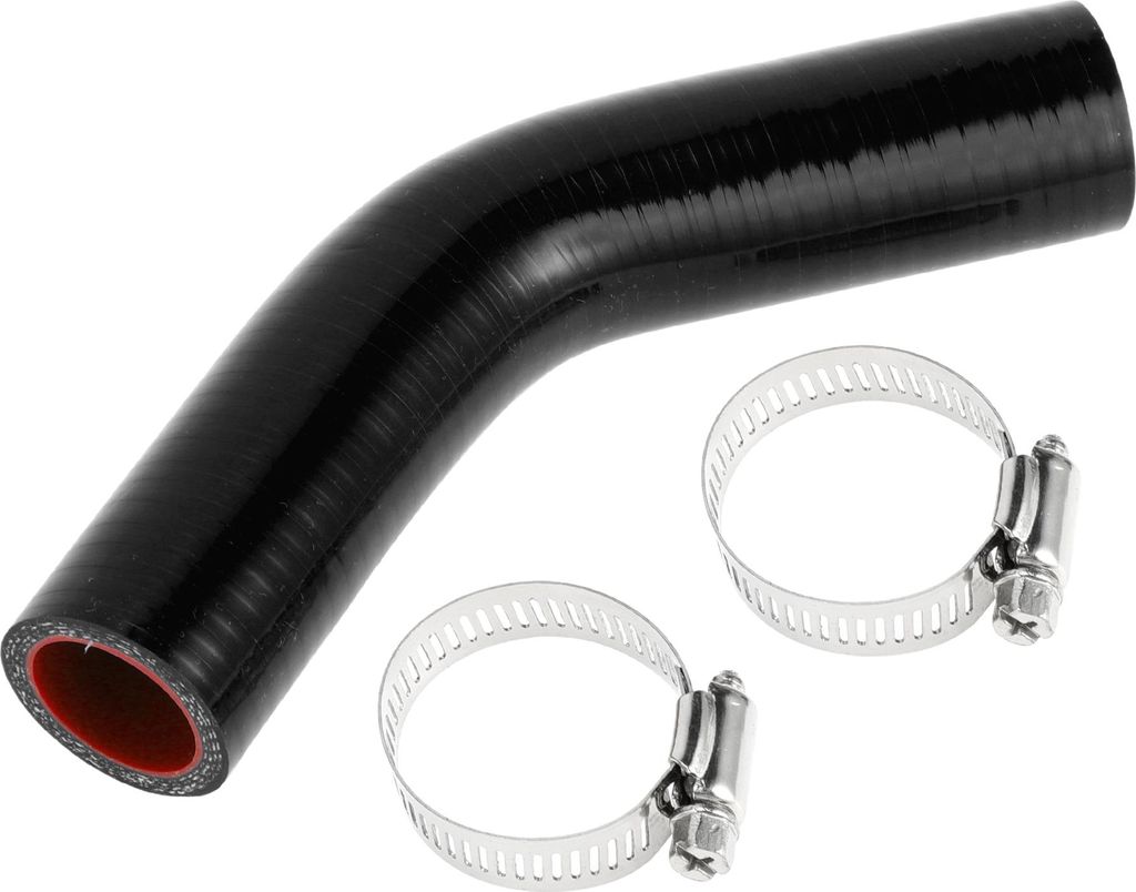 1 Satz 25mm/0,98" ID 90mm/3,54" Länge 45 Grad Schwarz Rot Auto Silikonschlauch mit Schellen Kühlmittelschlauch Universal