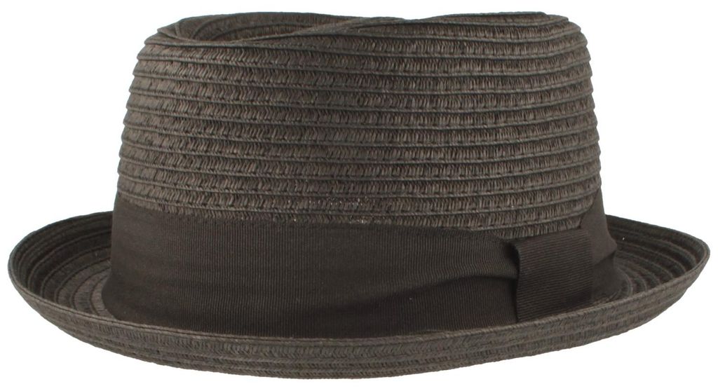Pork Pie Bortenhut aus 100% Papierstroh mit breitem Ripsband von Hut-Breiter in schwarz