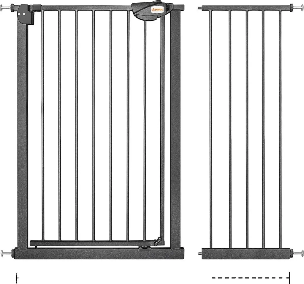 Barrière bébé anti-escalade 114cm : double verrouillage et auto-fermeture