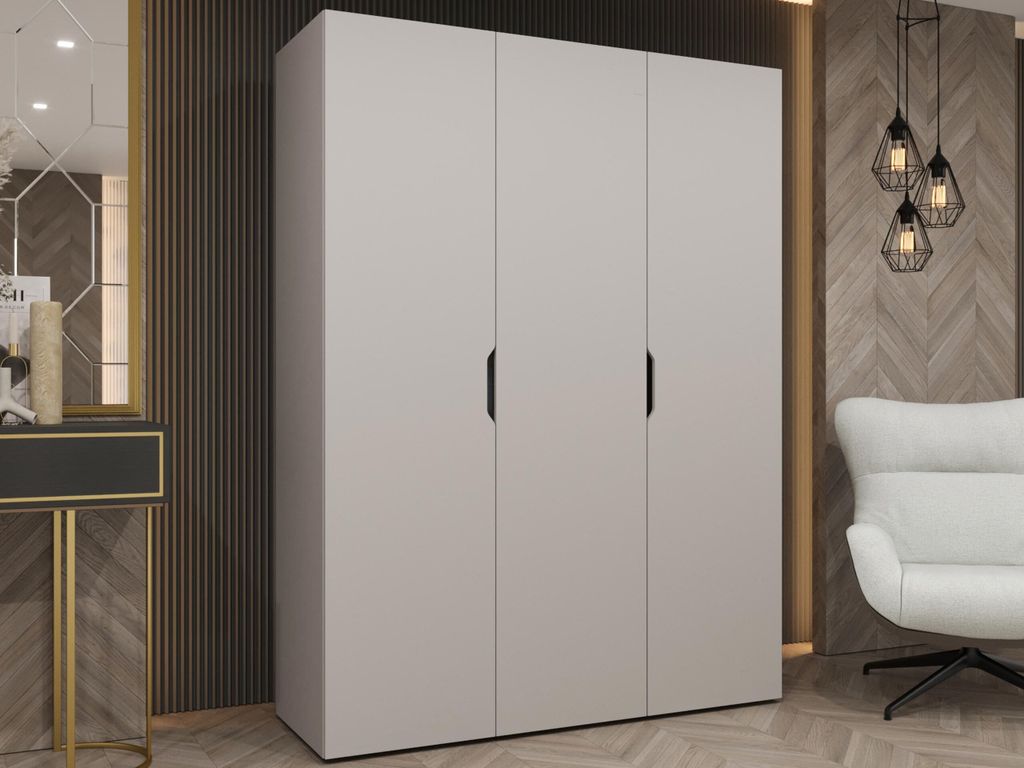 MIRJAN24 Kleiderschrank Malaga 150, Kleiderschrank, Garderobe (Farbe: Cashmere, Größe: 150 cm)