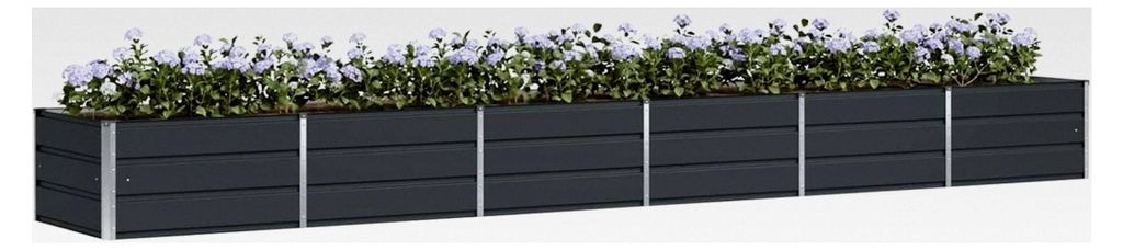 Blumenkästen, Anthrazit, 480 x 80 x 45 cm, Stahl, Hochbeet, für Garten, Pflanzgefäß, für Blumen, Sukkulenten, Terrasse, Balkon
