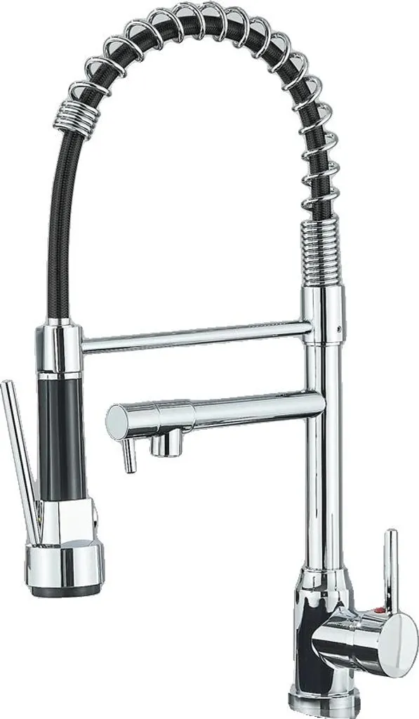 Robinet de cuisine pivotant 360° en laiton massif finition chrome noir