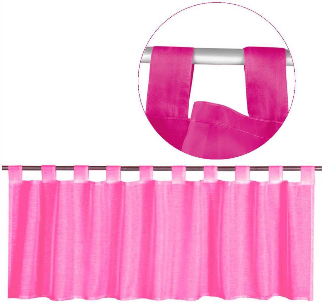 Bistrogardine mit Schlaufen, Maße: 45x160cm, Farbe: Pink Produktbild 
