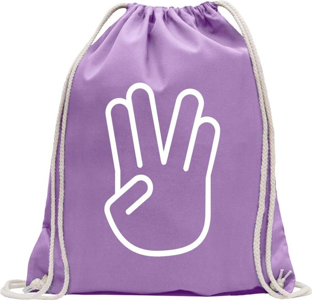 Kiwistar - Turnbeutel - lavendel - Vulkanischer Gruß - Fun Rucksack Sport Beutel Gymsack Baumwolle mit Ziehgurt