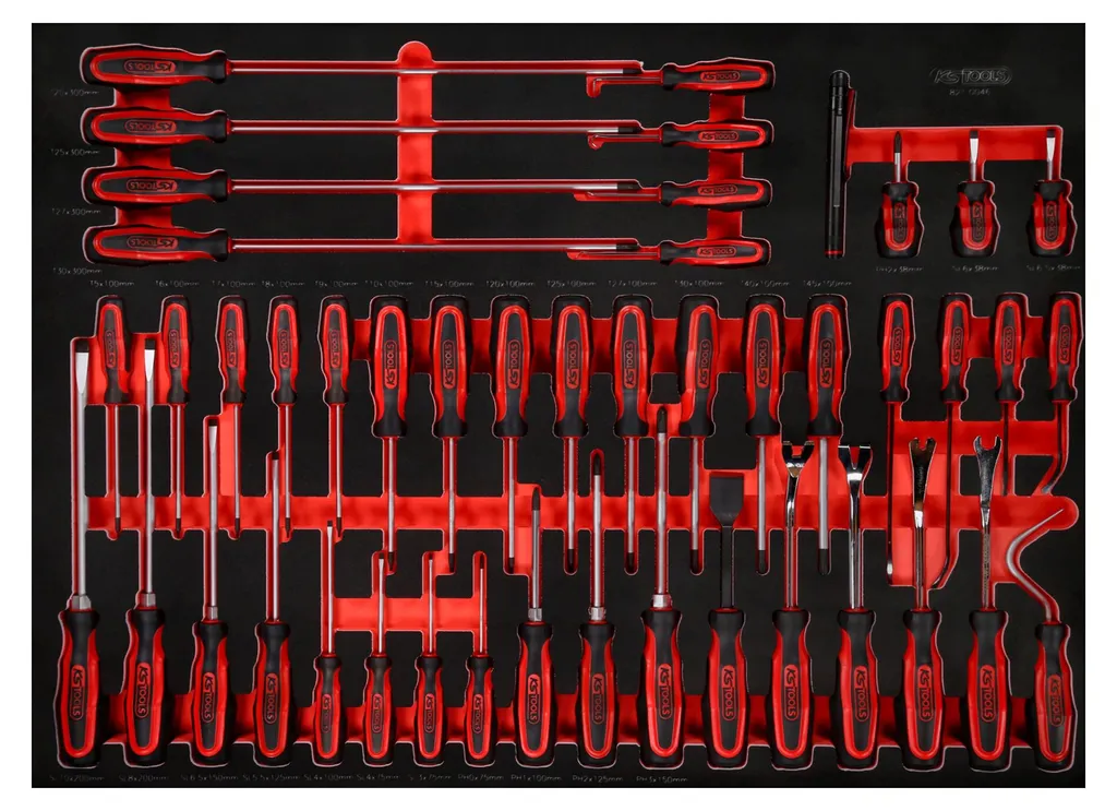 Jeu de tournevis KS TOOLS 46 pcs avec plateau en mousse haute densité