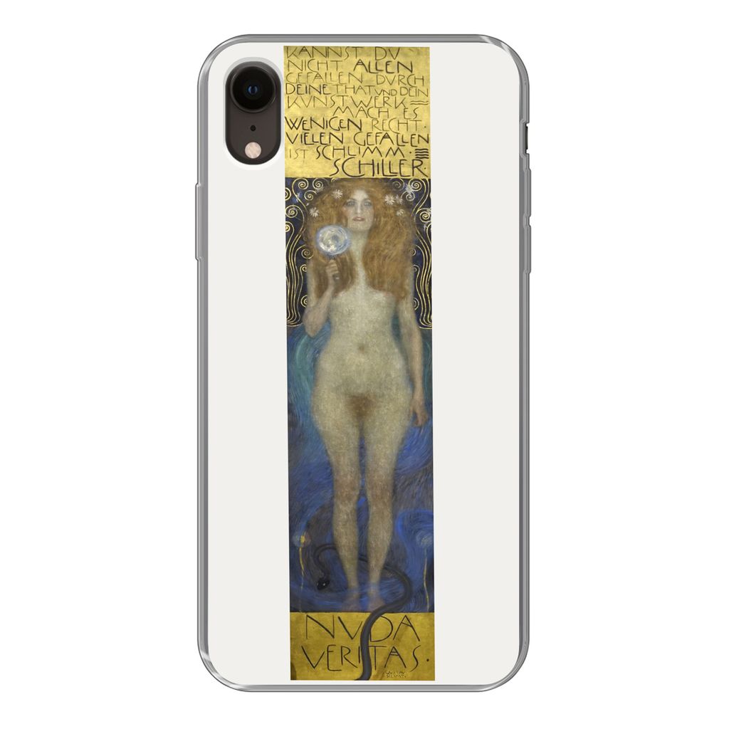 MuchoWow Handyhülle Schutzhülle Hülle für iPhone XR Nuda veritas - Gustav Klimt Silikon Softcase Handy Hülle - Schutzdeckel