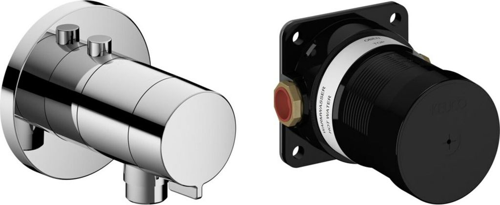 KEUCO IXMO Thermostat-Brausearmatur Set Unterputzmodell mit Schlauchanschluss, Rosette rund, 59554010021