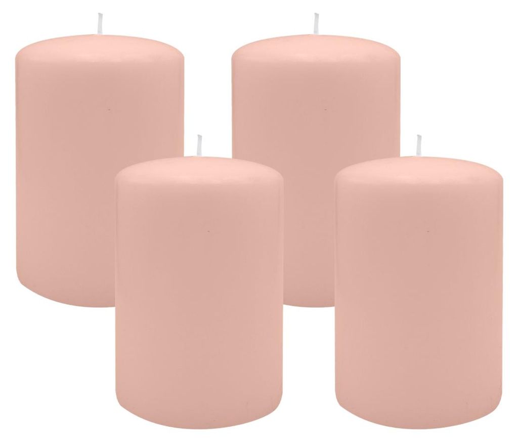 Flachkopf-Stumpenkerzen Taupe Rose 120 x Ø 60 mm, 4 Stück Produktbild 