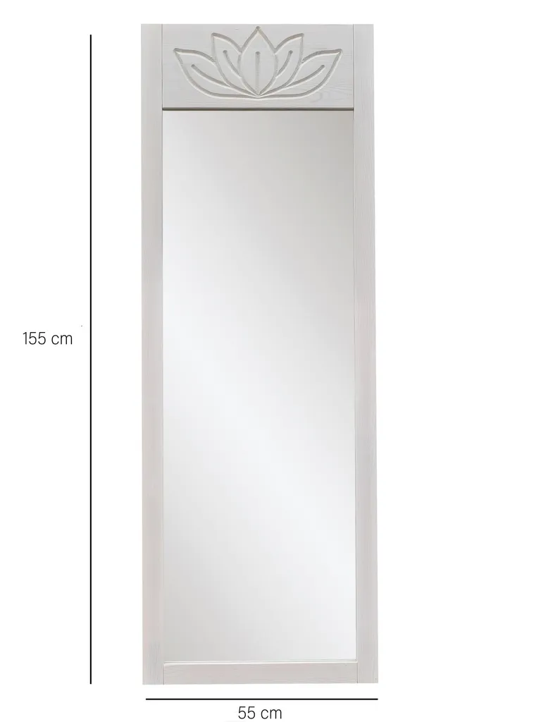 Skye Decor Lotus Miroir Cheval Blanc en Bois Massif 55 x 155 cm Chic - 7