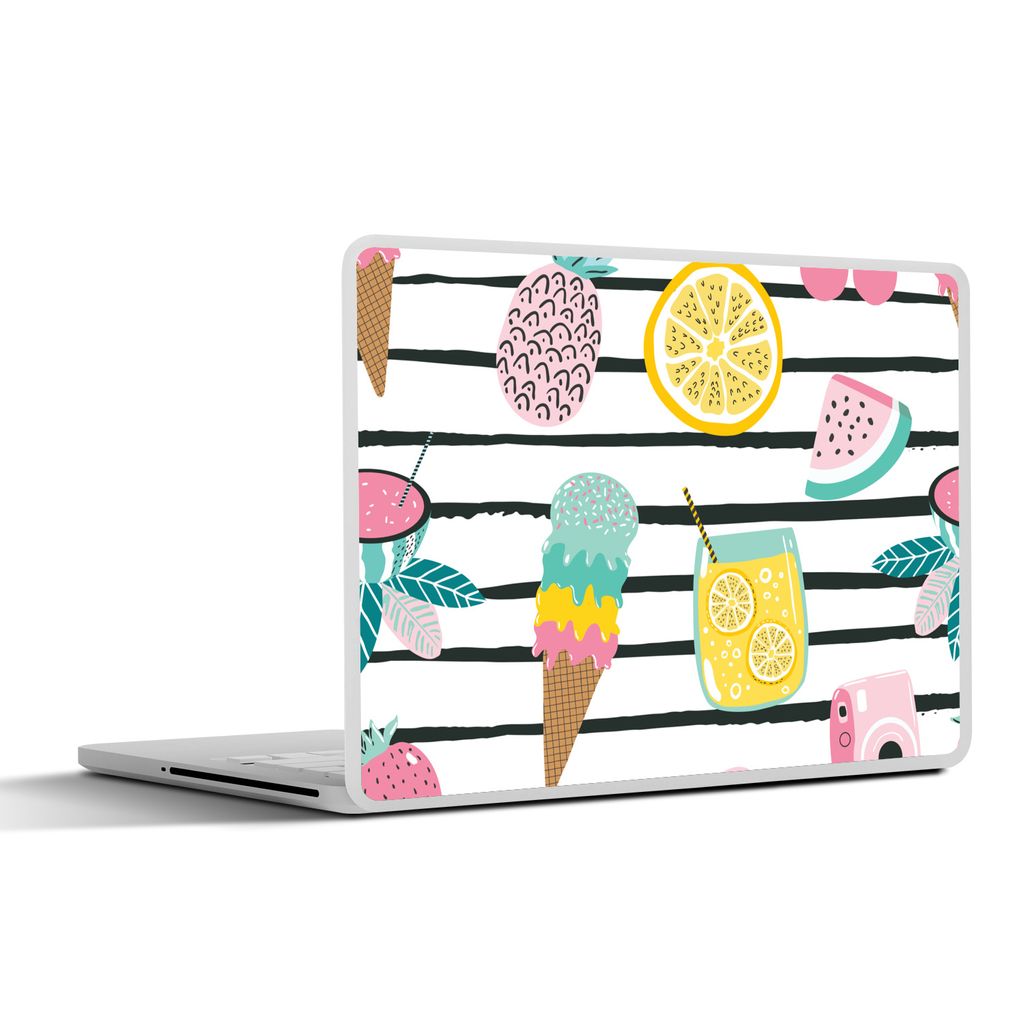 MuchoWow Laptop Aufkleber Sticker Cover Sommer - Elemente - Streifen 30x22 cm - Laptop-Sticker