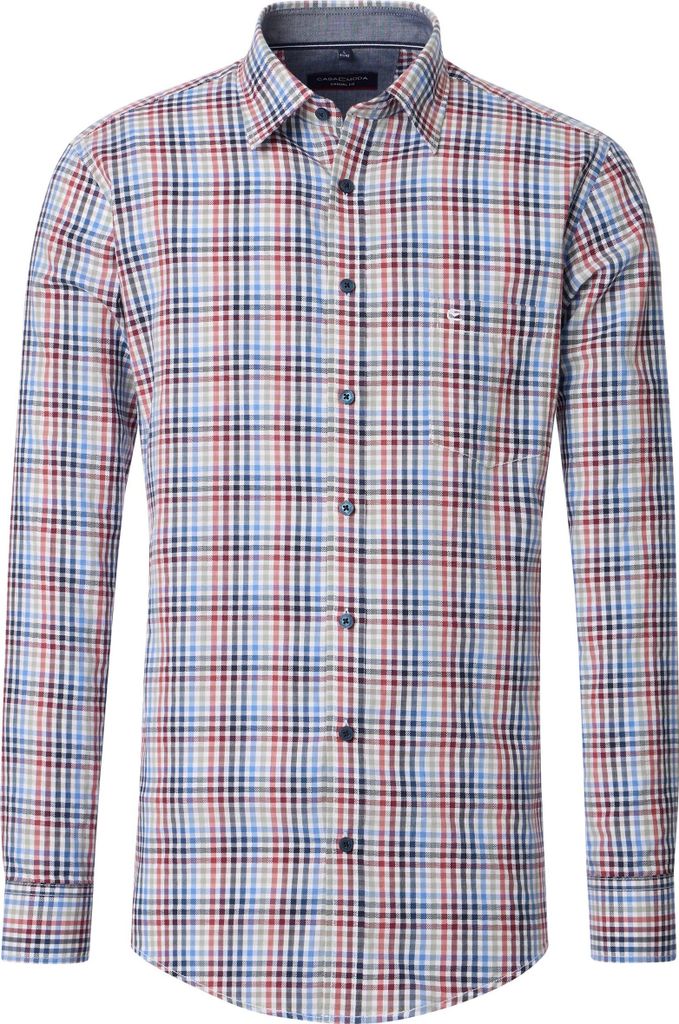 CASAMODA Herren Freizeithemd Langarm Kent Casual Rot kariert M