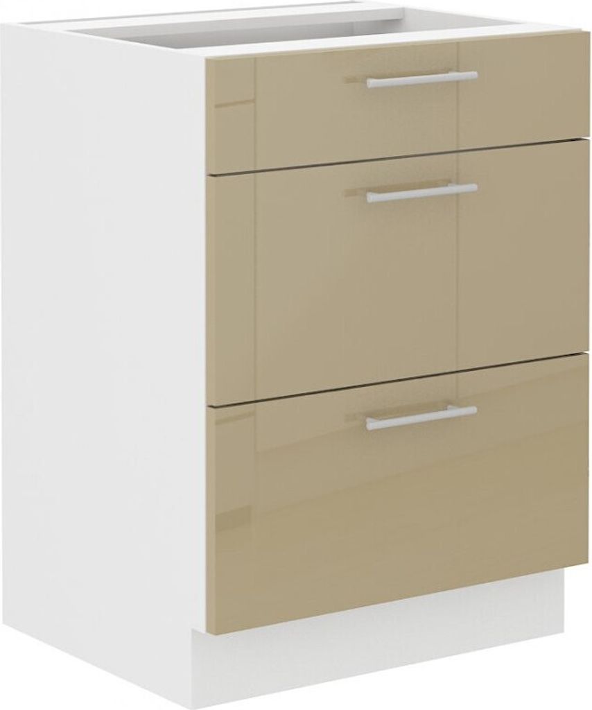 Schubladenschrank LAJLA – Breite 60 cm, cappucino/weiß Produktbild 