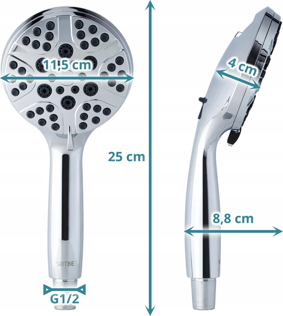 G-Promise Soffione doccia quadrato doppio in metallo da 35,5 cm con