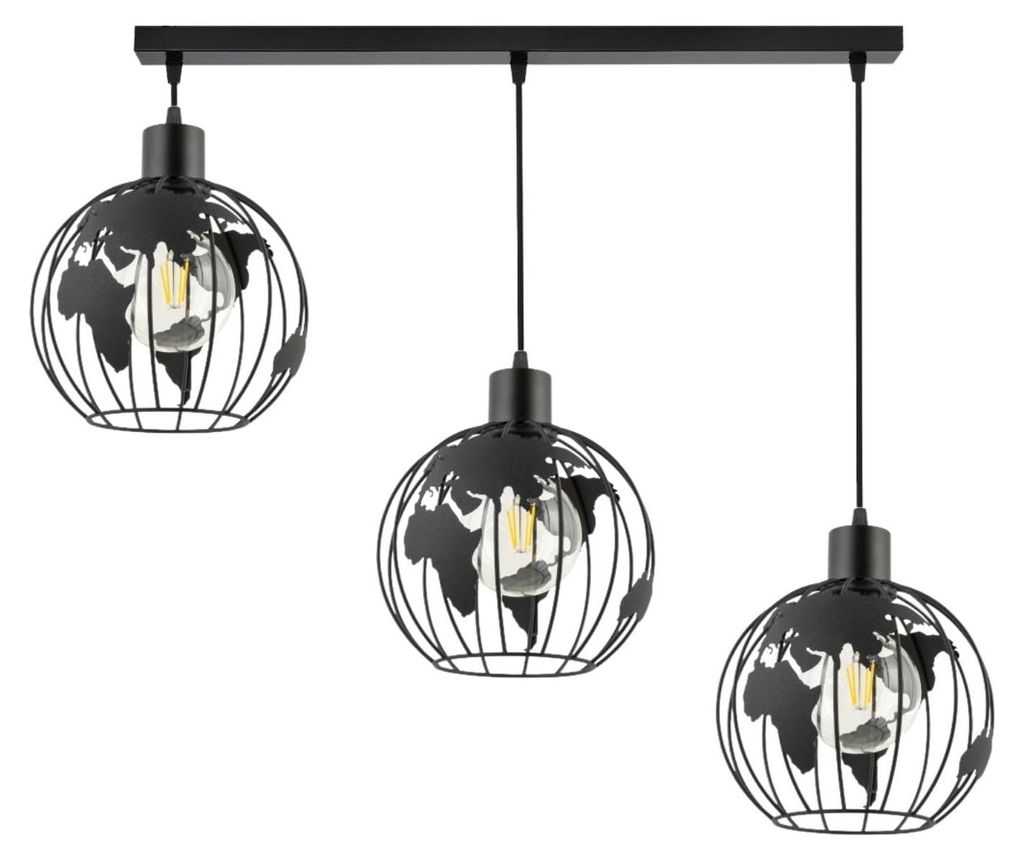 KAR-LIGHTING Pendelleuchte 3-flammig Schwarz, Metall – längliche Anordnung, E27-Fassungen, höhenverstellbar, für Esszimmer Küche, inkl. Monta...