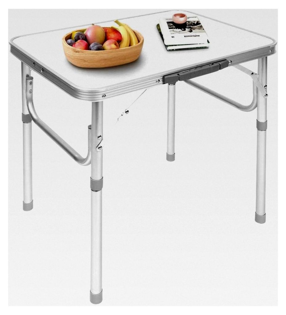 Klapptisch aus Aluminium für Garten, Balkon und Reisen, höhenverstellbar 45 x 60,2 x 25-56 cm