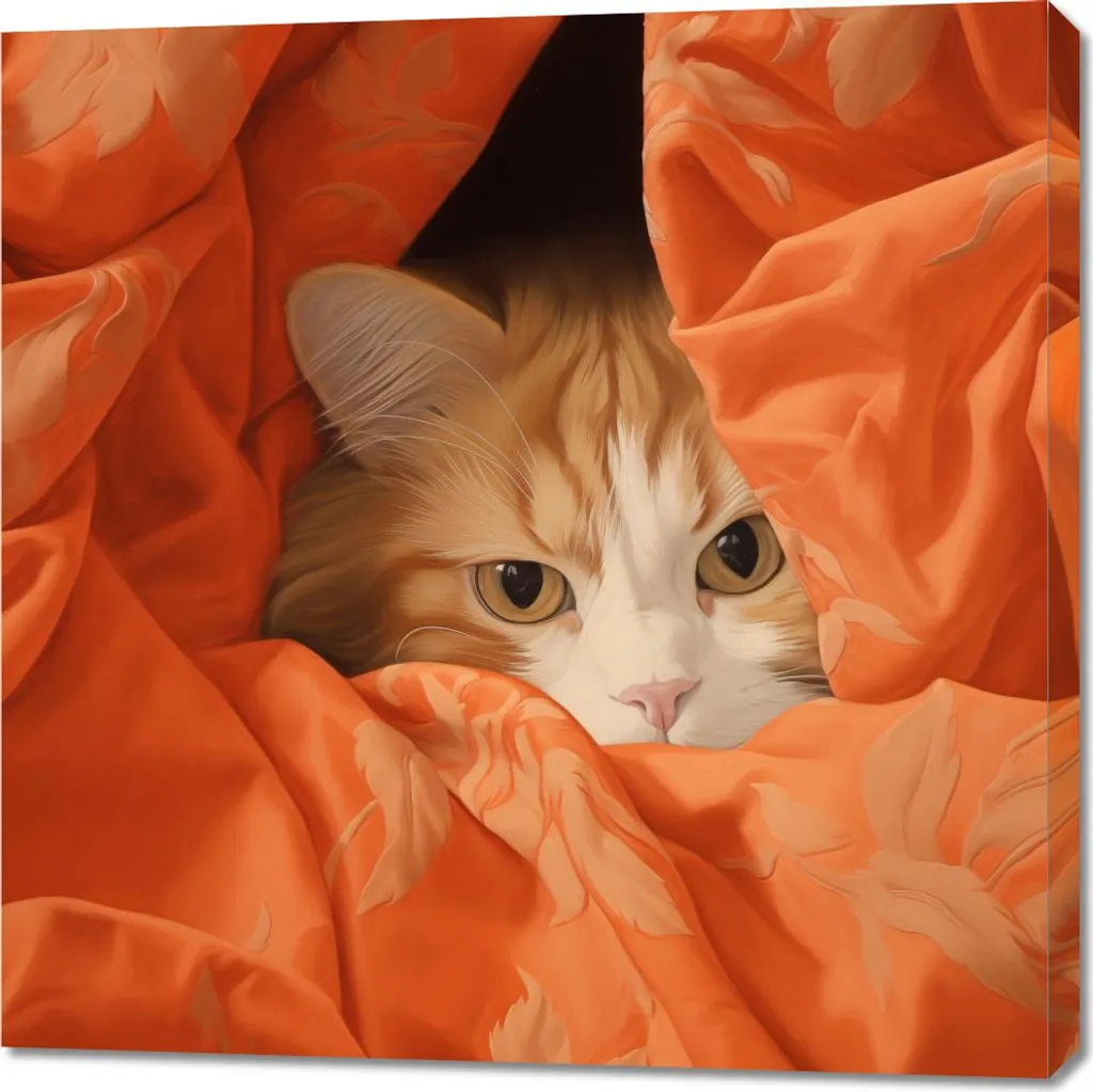 Tableau de Chat pour Chambre ou Salon - Image 90 x 90 cm Chat caché