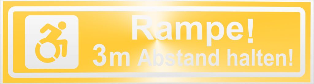 Kiwistar Rampe Motiv 3m Abstand invertiert Magnetschild Schild magnetisch - 20cm Gelb - reflektierend - Magnetfolie für Auto PKW Kfz