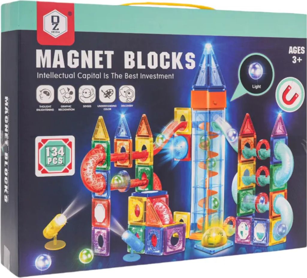 Magnetická panelová stavebnica s podsvietením, guličková Obrázok produktu 