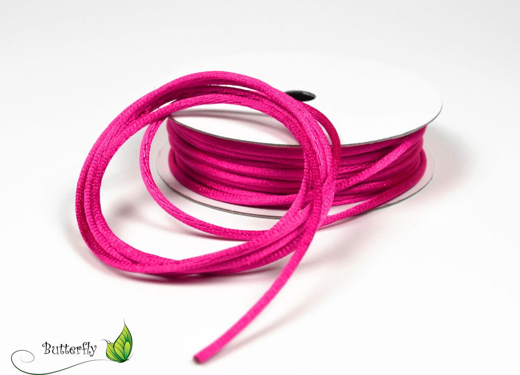 5 St. x 10m Rolle Flechtkordel Satin 2mm, Farbe:fuchsia 187