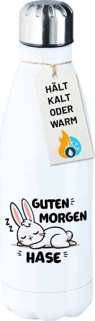 Huuraa Trinkflasche Guten Morgen Hase 500ml White Edelstahl Wasserflasche Trinkflasche Geschenkidee