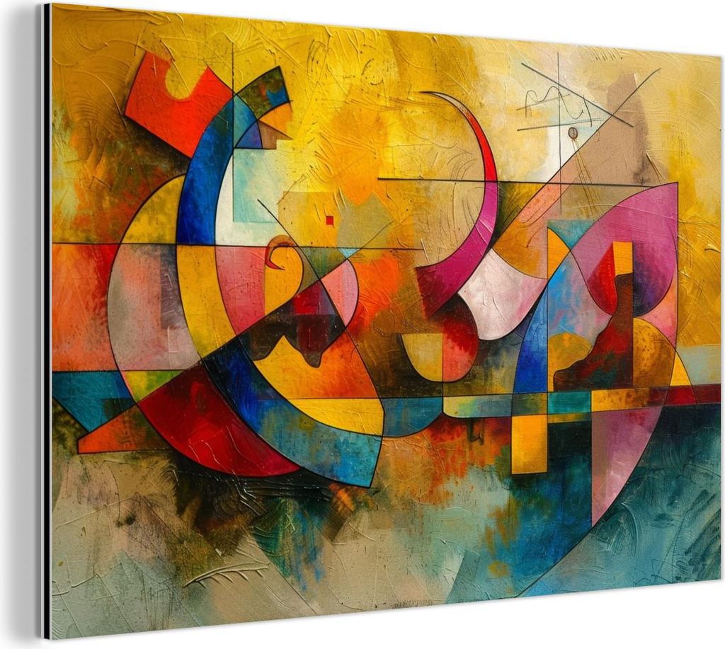 MuchoWow Wanddekoration Metall Metallbild Wandkunst 150x100 cm Kunst - Abstrakt - Ästhetisch - Farbenfroh - Kunst MuchoWow Aluminium Gemälde - Al...