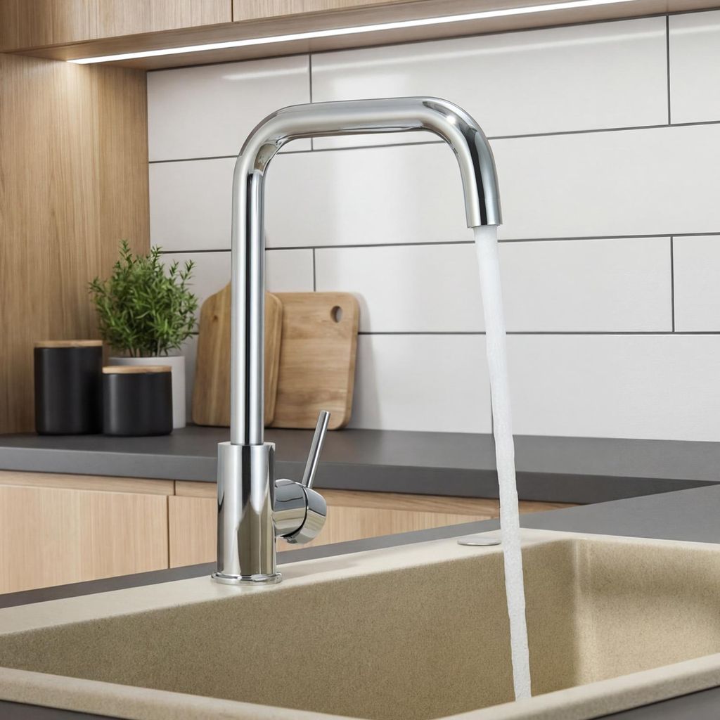 Wassersparend Küchenarmatur Edelstahl, 7-Form Produktbild 