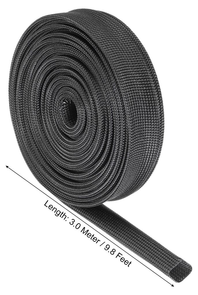 3.0m Lange Kabelschutzschlauch 16mm ID, Flexible Kabelschlauch Schwarz Hitzeschutzschlauch 0.43mm Dicke, Kabelschutz Gewebeschlauch Isolierung Glas...