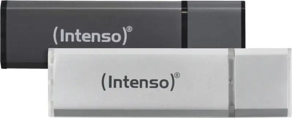 Intenso AluLine USB Drive 32GB Doppelpack 2x32GB - 32 GB USB-Stick USB Typ-A 2.0 Anthrazit, Silber
