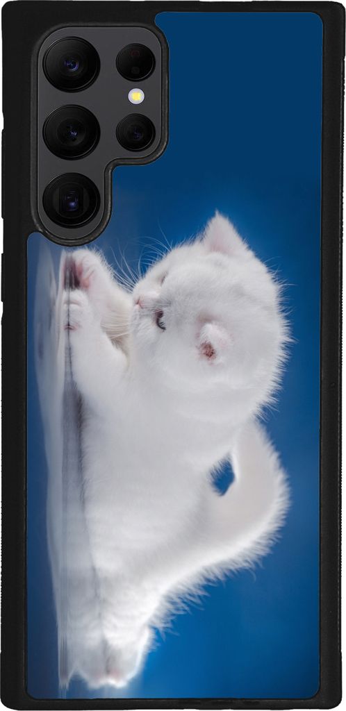 TPU Silikon Hülle für Samsung Galaxy S24 ULTRA Handy Cover Case Schutzhülle Handyhülle Bumper MOTIV 121 Katze Baby Weiß