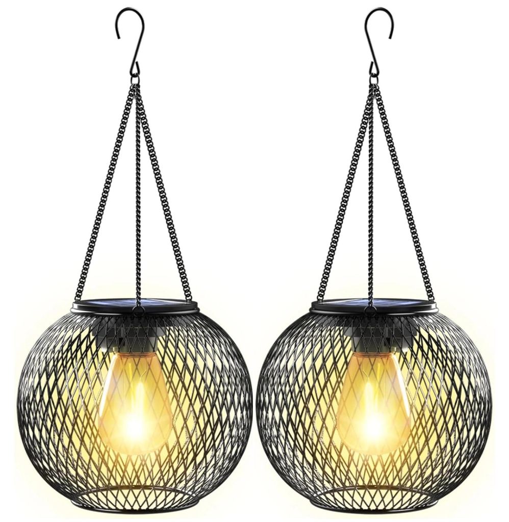 Solar Gartenlampe Hängelampe Kugel 2er Set Außenleuchte Produktbild 