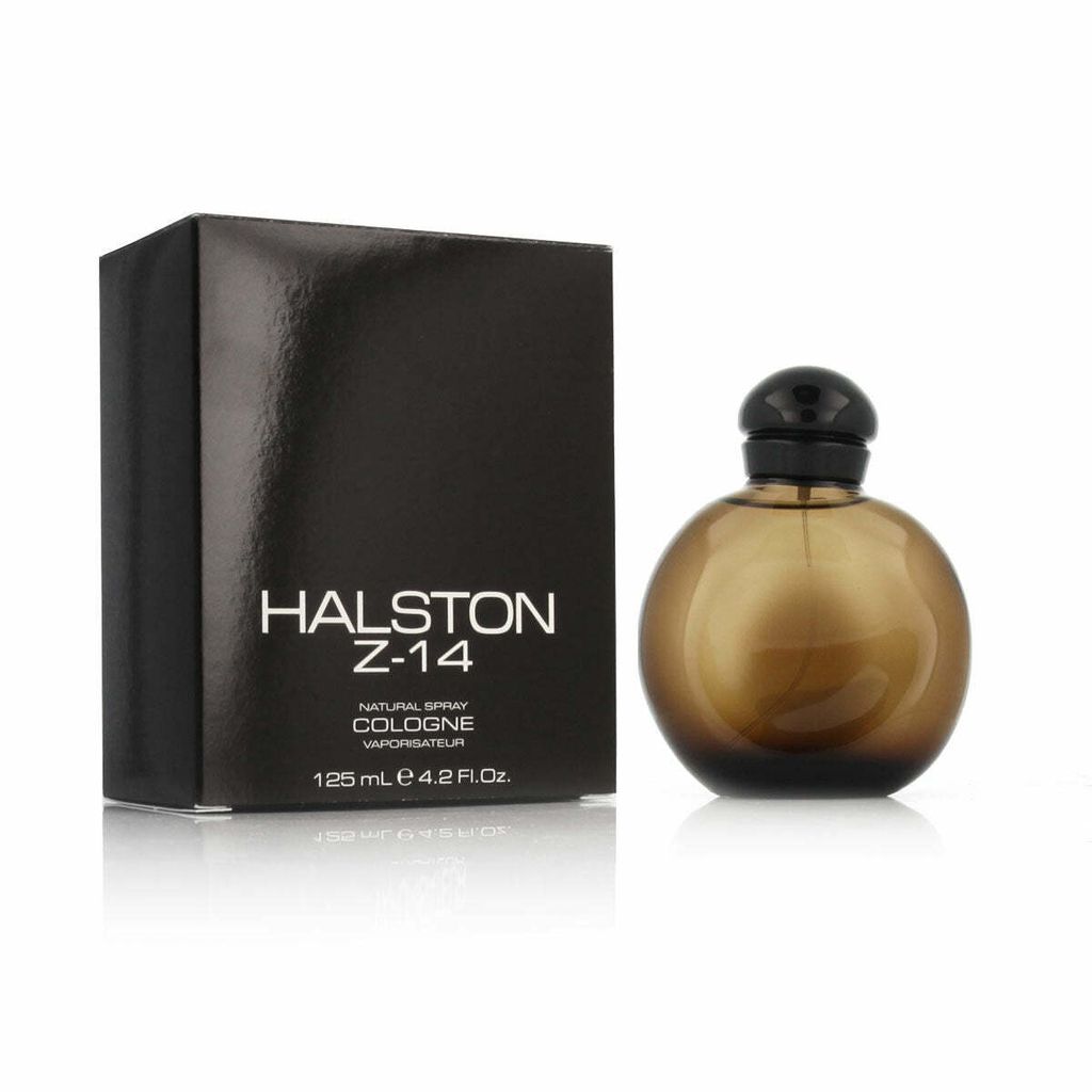 A bottle of Halston Z-14 Eau de Cologne and its packaging are displayed against a white background.
