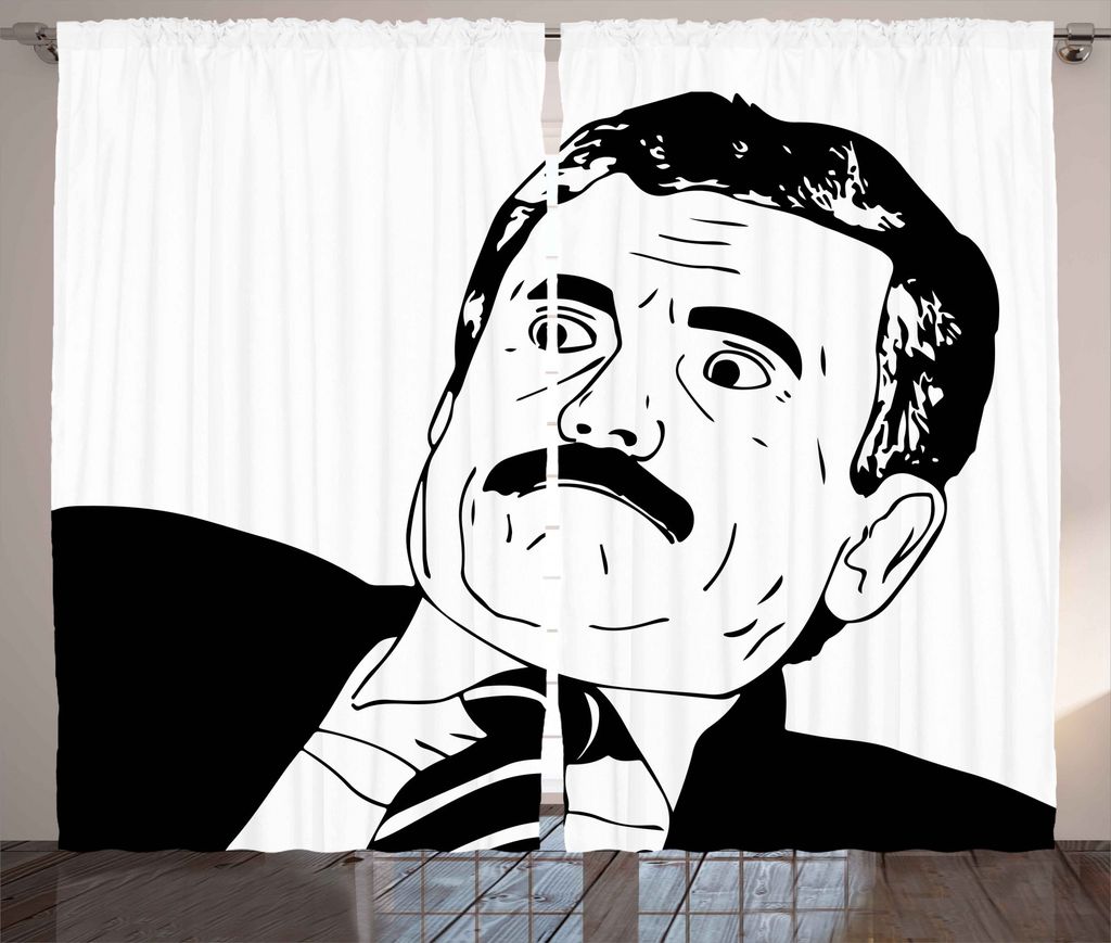 ABAKUHAUS Humor Rustikaler Gardine, Reaktion menschliche Comics, Schlafzimmer Kräuselband Vorhang mit Schlaufen und Haken, 280 x 225 cm, Weiß und...