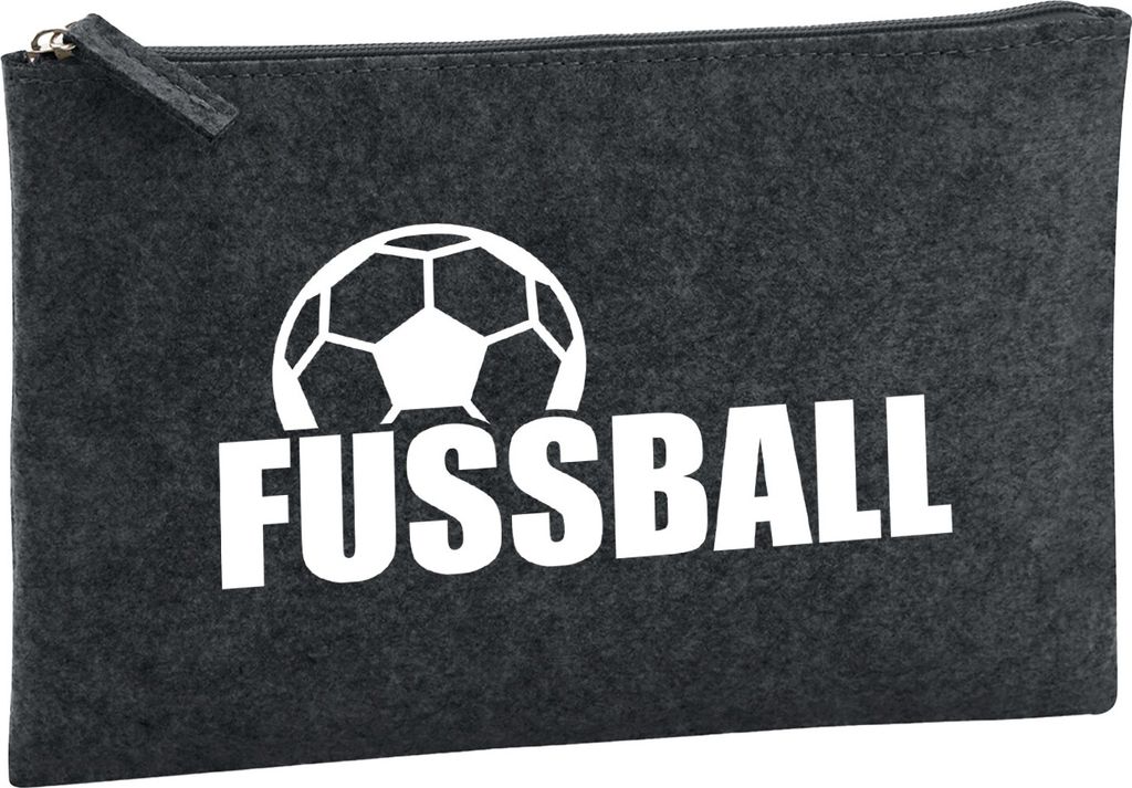 Huuraa Kulturbeutel Fussball Ball 1 Liter Charcoal Filz Kosmetiktasche Geschenkidee