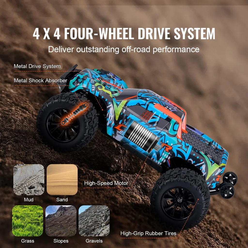 Buggy télécommandé 4x4 tout-terrain pour course en extérieur réglable - 2