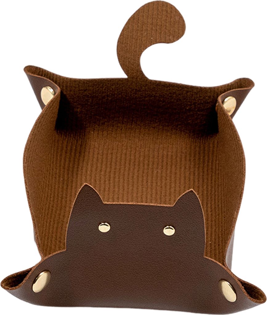Niedliches Tablett aus Kunstleder mit Katzenmotiv, faltbar, Metall-Schnappschnalle, wasserdicht, große Kapazität, Schreibtisch, Münzen, Schlüss...